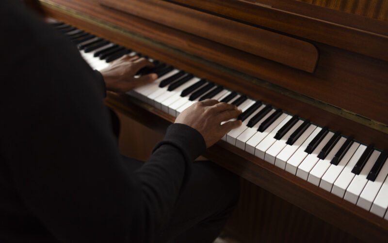 A musician playing the piano